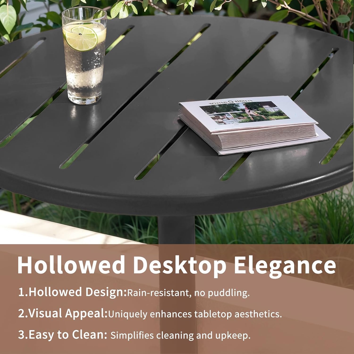 42" Tall Modern Industrial Bar Table-23.6" Dia Round Metal Top Bar Height Adjustable Standing Pub Table-Dining Room Bistro Table-Cocktail Table (Matte Black)
