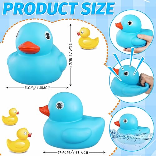 Miniatura 2 de Pato gigante de goma con purpurina de 6.89 pulgadas, gran pato de goma con purpurina sólida, juguete de baño con sonido chirriante para baby shower,