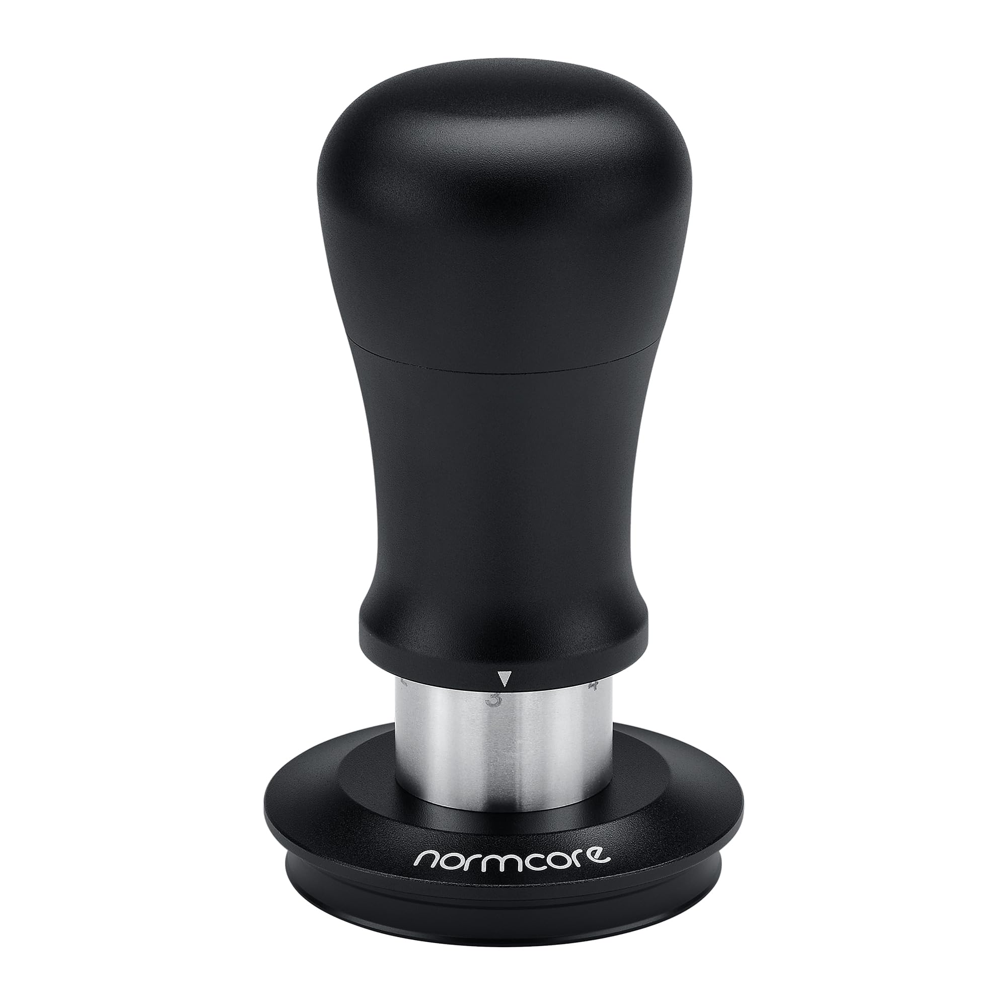 Normcore 53,3 mm Espresso Tamper V5, federbelasteter Kaffeestampfer mit Titanbeschichtung, Flachboden, 6-fache Druckeinstellung, kompatibel mit 54 mm Breville Sage Siebträger, Schwarz