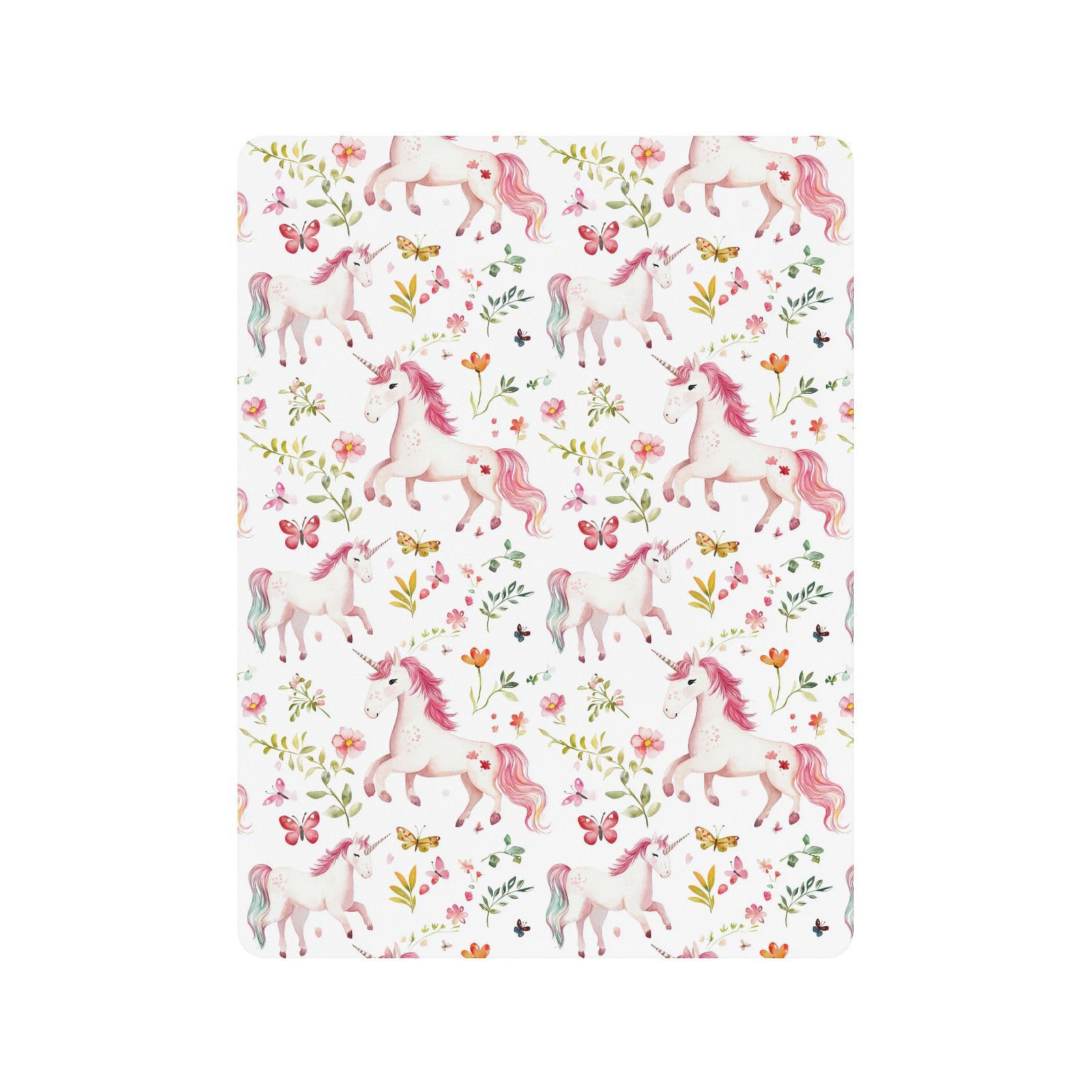 Lenzuola bianche per culla con unicorni dei cartoni animati per neonati e ragazze, in cotone morbido, elastico, in mussola, biancheria da letto per culla, per la decorazione della cameretta dei