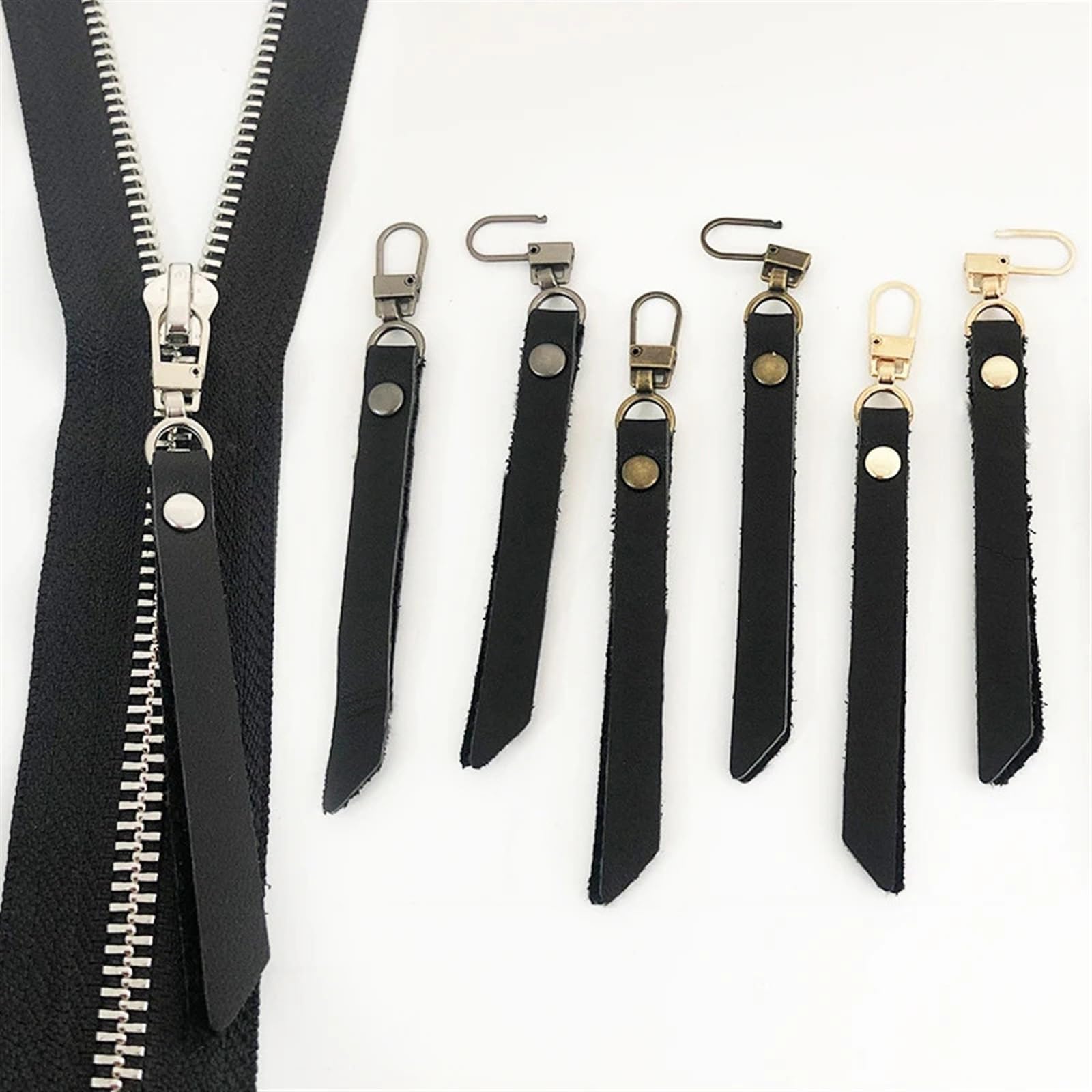 Reemplazo del tirador de cremallera, Tirador de cremallera de cuero Kit de reemplazo del extremo del tirador de cremallera Deslizador de cremallera for mochila Equipaje Reparación de cremalleras de br
