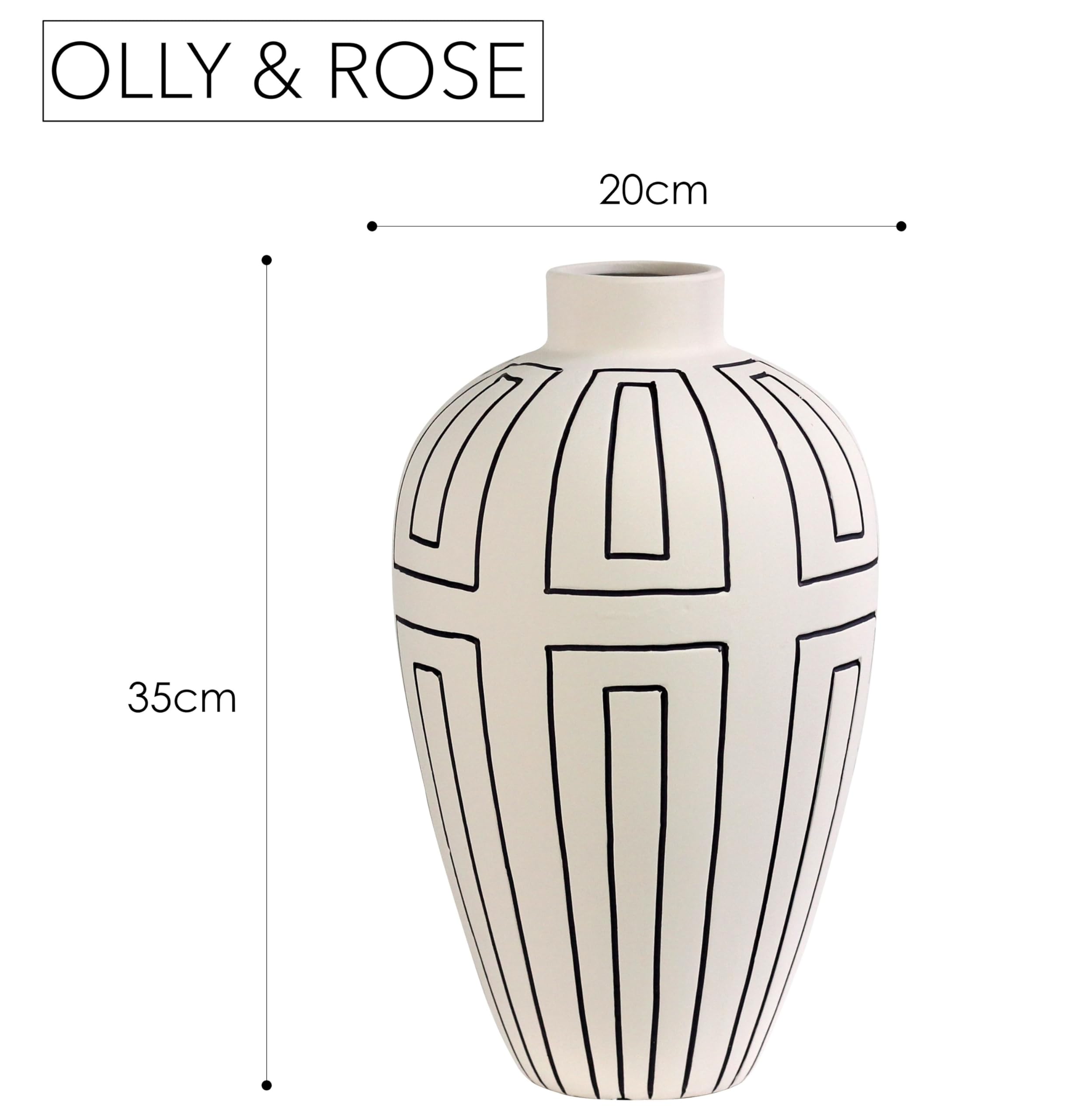 Vase anthracite avec lignes crème – 20 x 20 x 34,5 cm