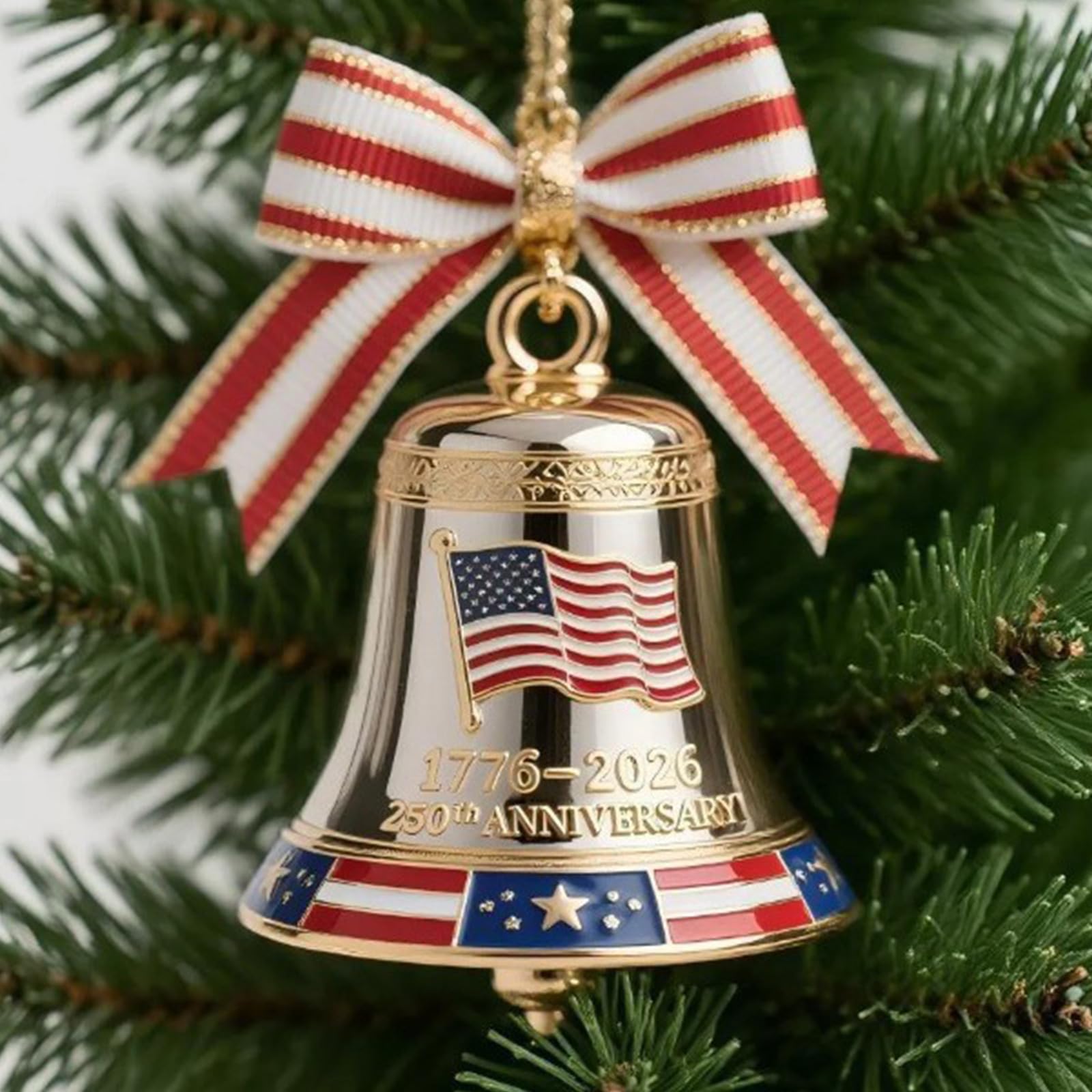 Decorazione per albero di Natale, campane in metallo, decorazioni da appendere per il 250° anniversario, campanelle ornamentali per caminetti, finestre, caminetti