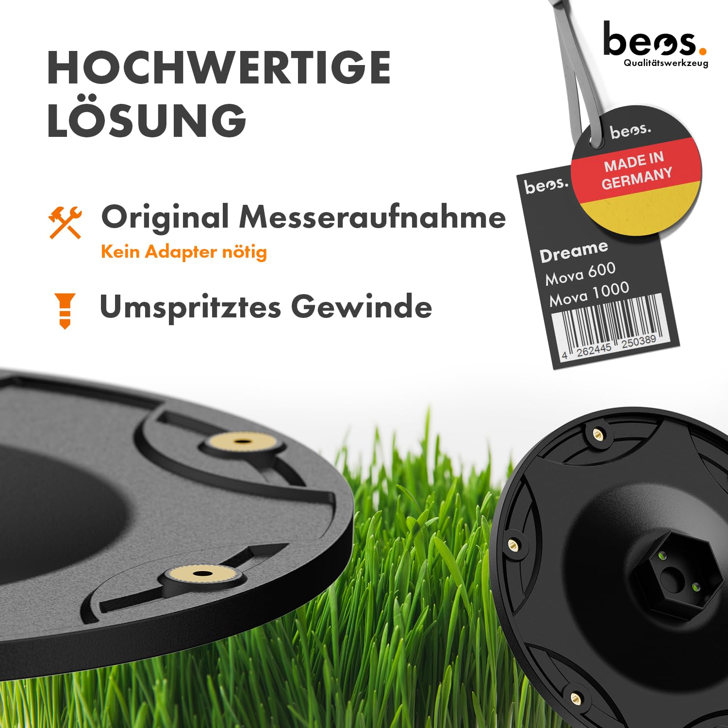 BEOS Premium Mähroboter Tuning - Für Dreame Mova, LiDAX & ViAX - Messerteller für 6X Klingen - glasfaserverstärkte Messerscheibe - Ø 170 mm - Made in Germany