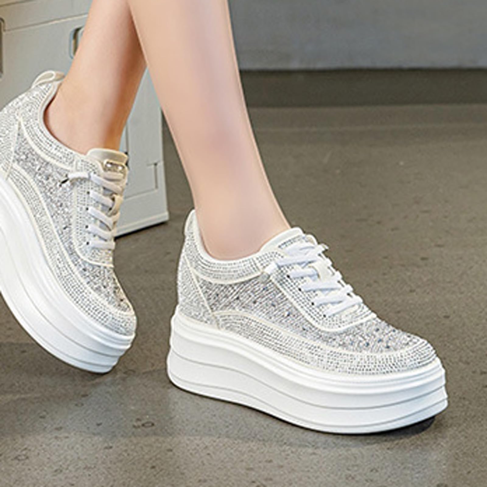 Sneakers Donna con Zeppa,Scarpe con Zeppa Interna Donna,Scarpe da Ginnastica Sneakers Zeppa,Comode,Piattaforma,per Camminata Quotidiana(Aumento dell'altezza Interna di 3 cm)