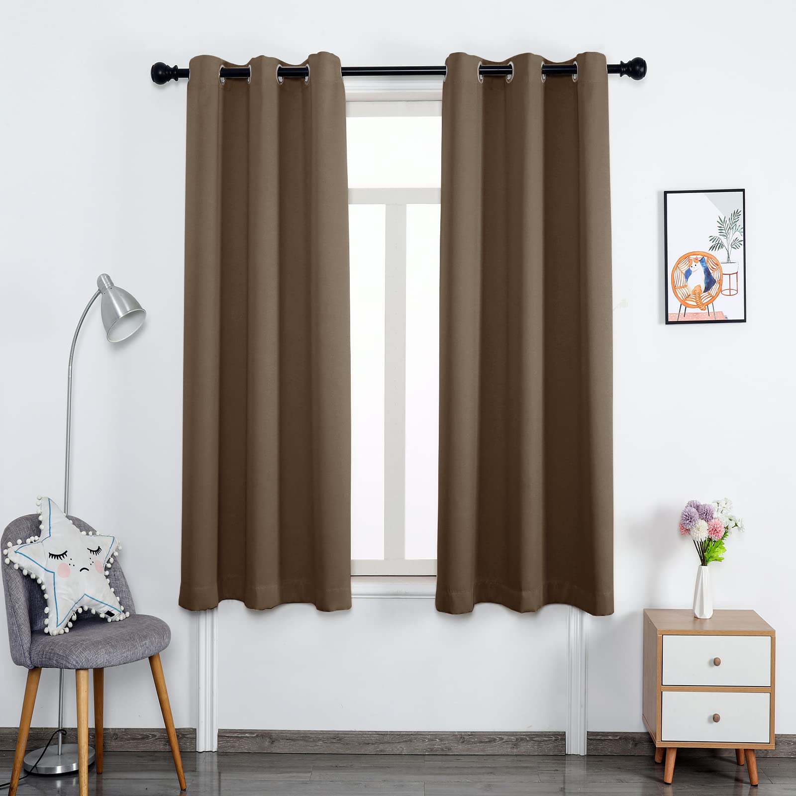 Rideaux occultants argile 132x137 cm lot de 2 pour la chambre