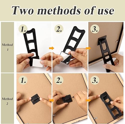 Miniatura 3 de 12 piezas de caballete negro parte trasera de plástico marco de fotos caballete soporte trasero marco de fotos caballete trasero con 24 tornillos y