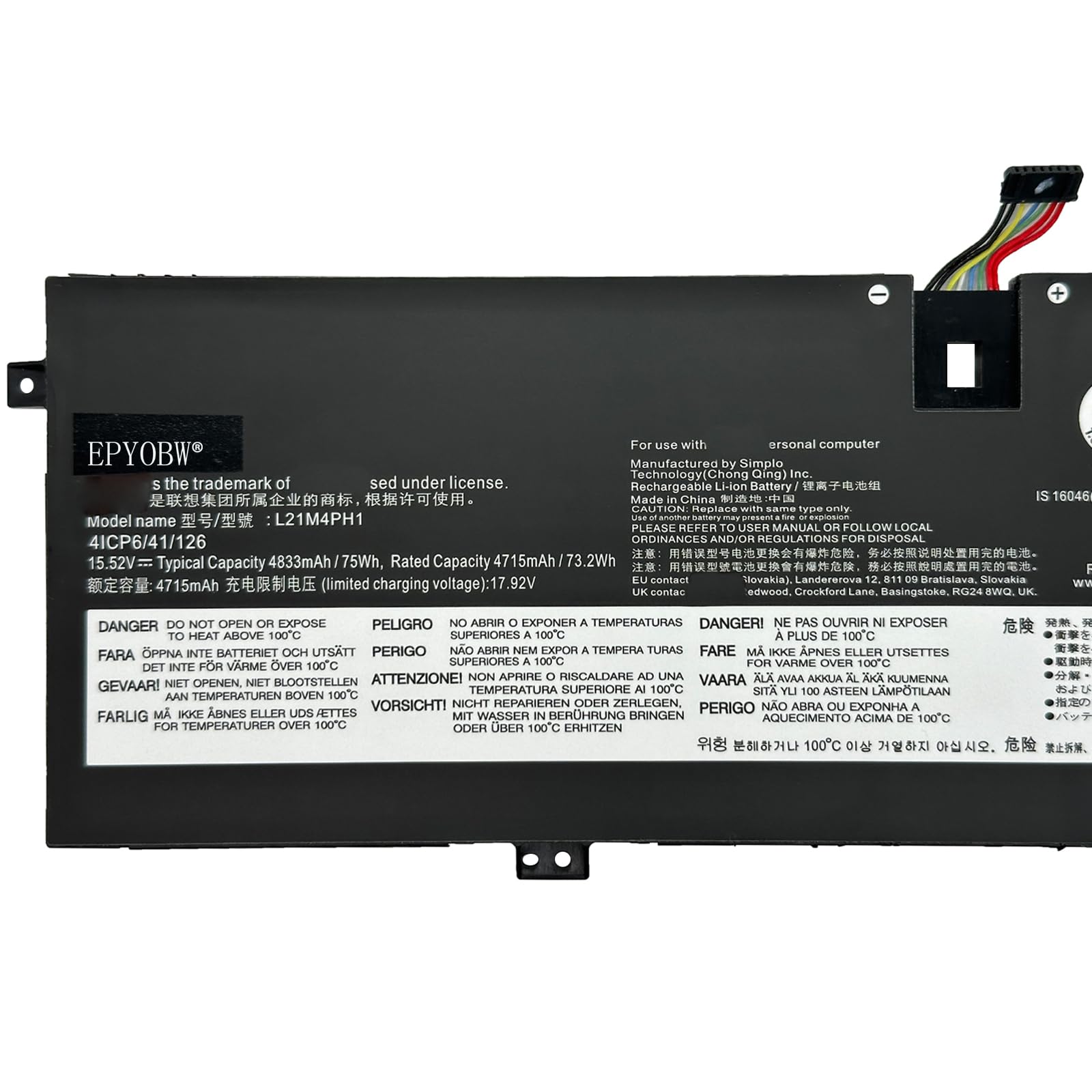 Amazon.com: EPYOBW L21M4PH1 Laptop Battery 75Wh 4833mAh 15.52V