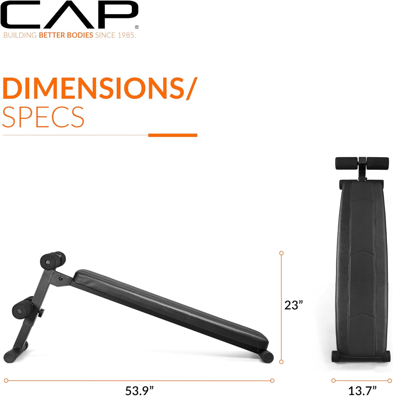 CAP Barbell Sit Up Bench – Adjustable Decline Ab Bench for Home Gym – Multi-Purpose Slant Board for Core Strength, Sit-Ups, and Full-Body Workouts