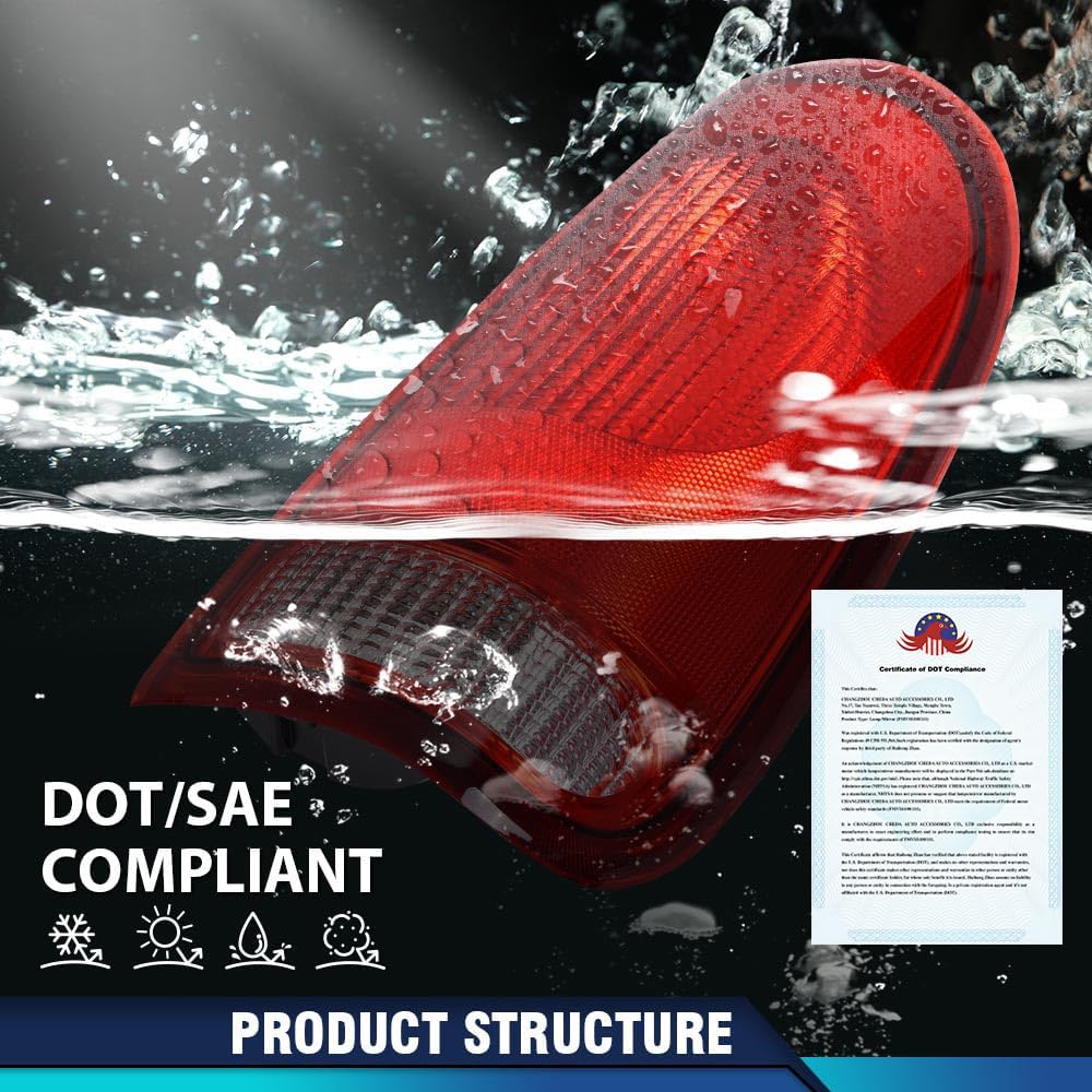 PIT66 Tail Lights Rear Light Lamp Assembly Compatible with Ford F150 Stepside 1997-2004/Fit F250 1997-1999/Fit F250 F350 F450 F550 Super Duty 1999-2007 w/o Bulbs & Wiring Harness