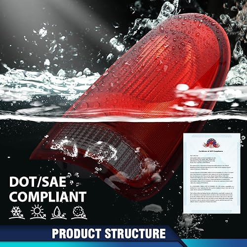 Miniatura 10 de PIT66 Luces traseras, compatibles con Ford F150 2009 2010 2011 2012 2013 2014 Conjunto de luces de freno traseras izquierda y derecha, lente roja