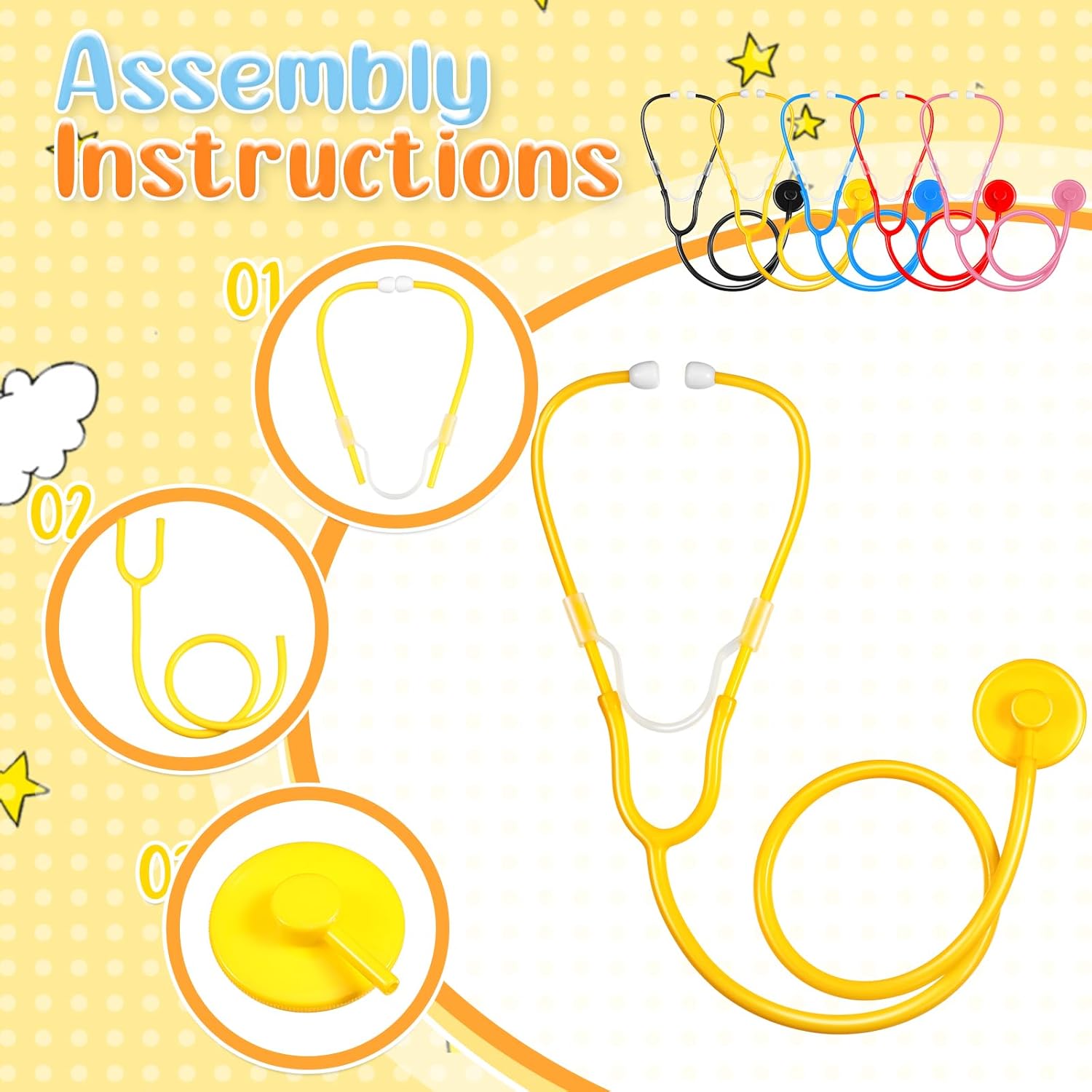 RoundFunny 10 Pack Boys Girls Kids Stethoscope Toy Disposable Plastic Stethoscope Real Working for Girls Boys Doctor Kit Role Play Costume Pretend Game Accessories