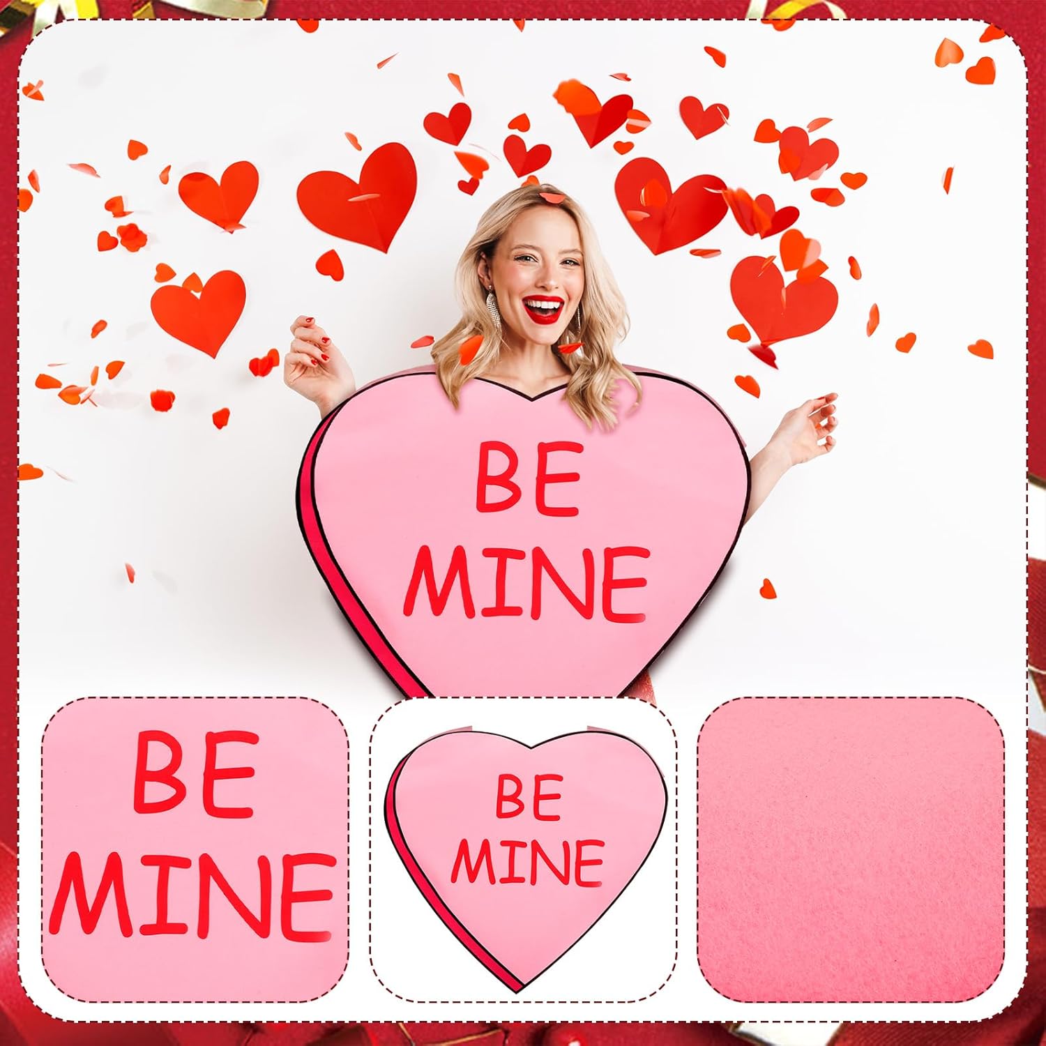 Chuarry Valentine's Day Heart Costume, Adults Heart Costume Valentines Anniversary Party Supplies for Women Men - Image 3