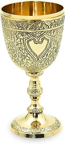 Copa de caliz de latón – Cáliz de oro y copa de latón – vidrio gótico, copa de metal, vasos únicos para fiesta, Caliz Catolico, taza de comunión de