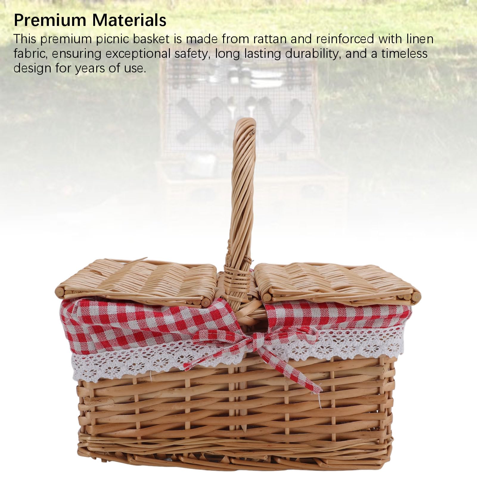 Sonew Cesto in Rattan da Picnic con Rivestimento Rimovibile in (Griglia