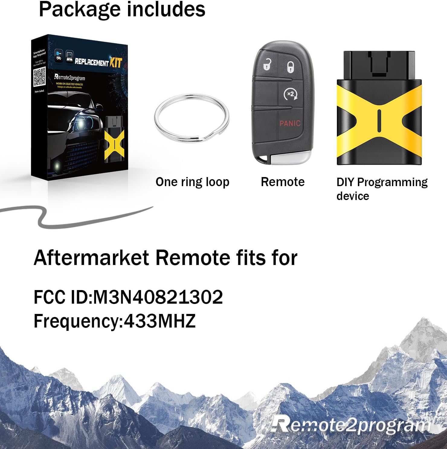 Smart Self Programmable Keyless Entry Remote Control 46 CHIP Car Key Replacement for 2011-2015 Joureny/2014-2018 Durango with FCC: M3N40821302 (4 BTN/M3N40821302)