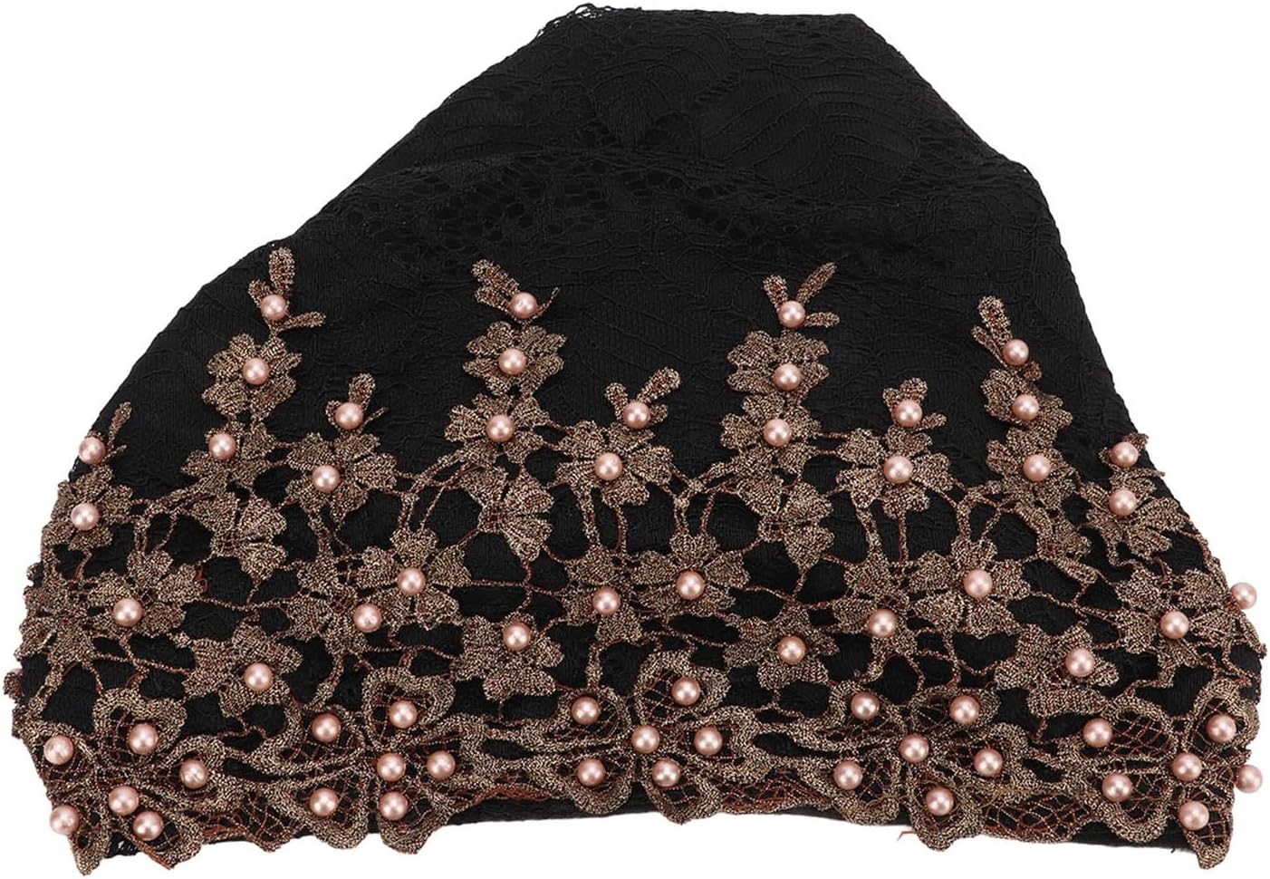 Fashion Hijabs for Women Muslim, Vintage Embroidered Muslim Turban Hat Soft Lace Material Beaded Fleece Hair Hat for Women Daily Use and Gift (black), Turban heads Wraps