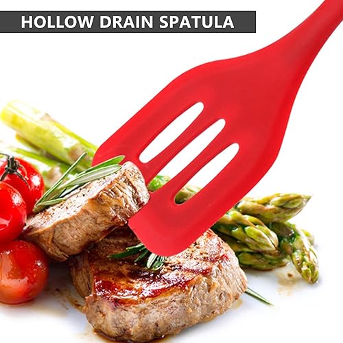 Miniatura 3 de Paquete de 4 espátulas de silicona + pinzas para asar, espátula de goma de alta resistencia al calor, alta calidad, sin BPA, diseño sin costuras,