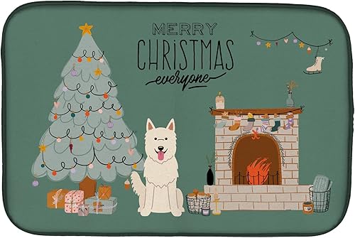 Miniatura 271 de Caroline's Treasures CK7824DDM - Tapete absorbente para secado de platos con diseño de bulldog inglés, rojo y blanco, para encimera de cocina, 14 x