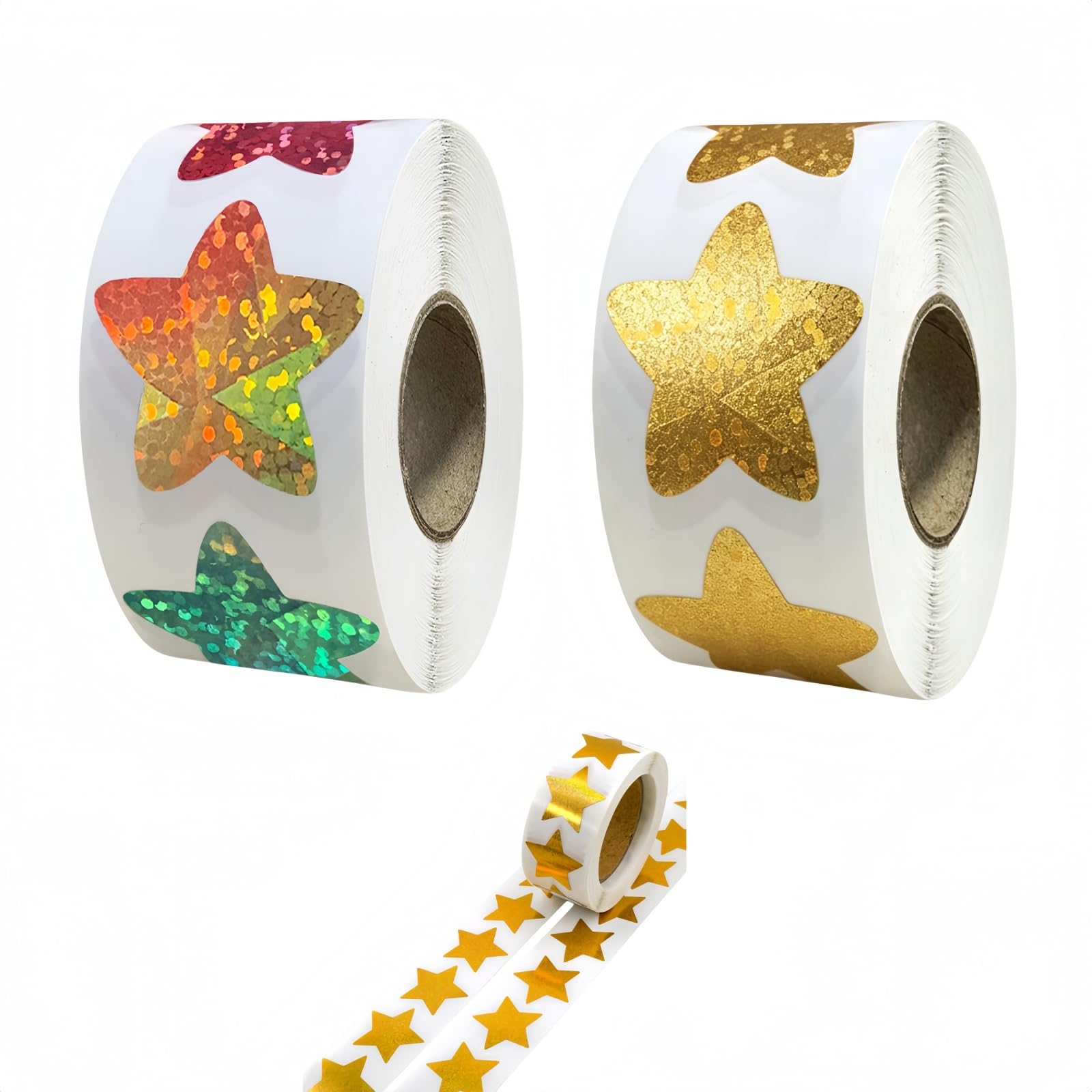 LVNEHAL 1000 Pcs Star Stickers, Star Stickers for Children,Reward Stickers,2.5 cm Self-Adhesive Shiny Reward Stickers for Kids, Students, Teachers – Motivational Classroom Incentives for Children