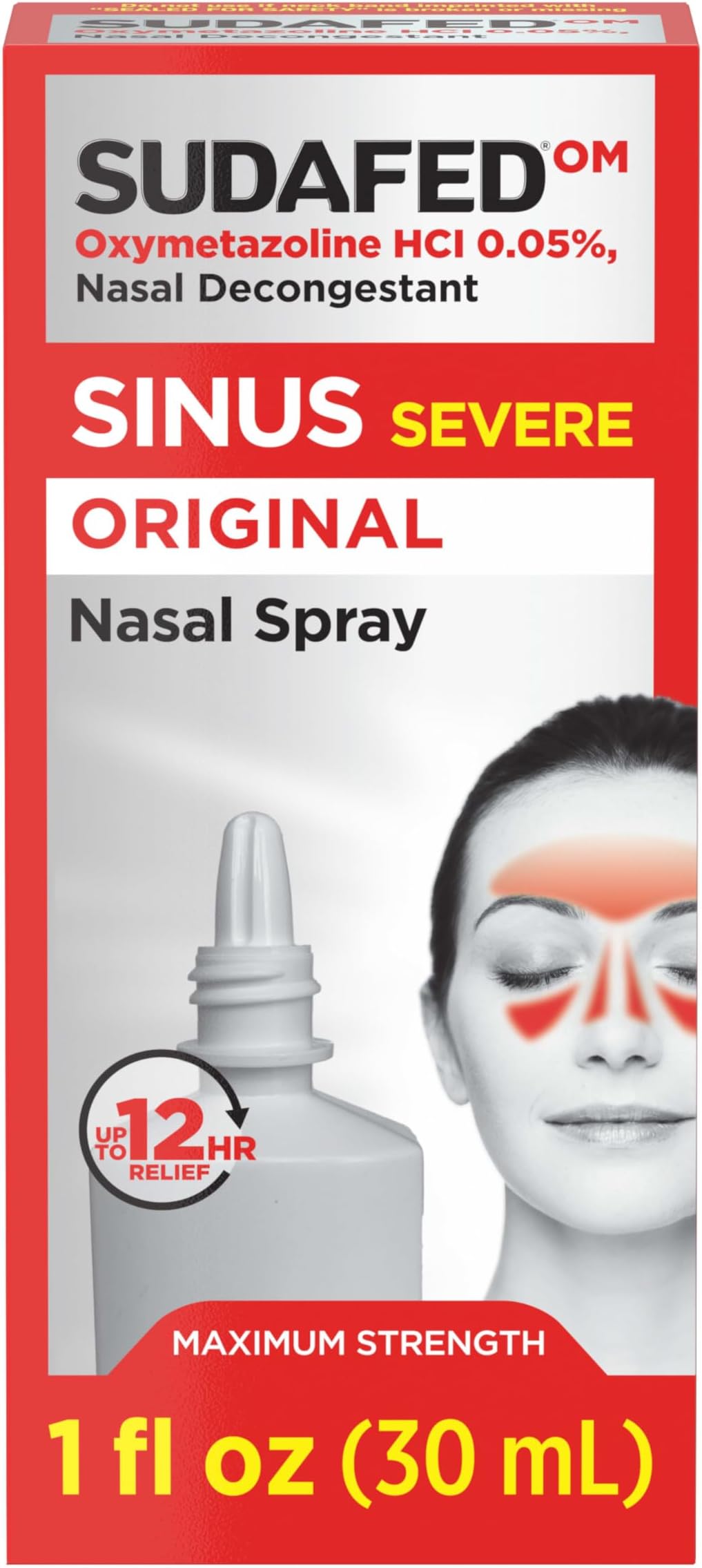 Sinus Severe Original Nasal Spray, 12 Hour Nasal Spray Decongestant for Fast, Powerful Congestion Relief Due to Colds or Allergies, Oxymetazoline HCl .05% Nose Spray, 1 fl. oz