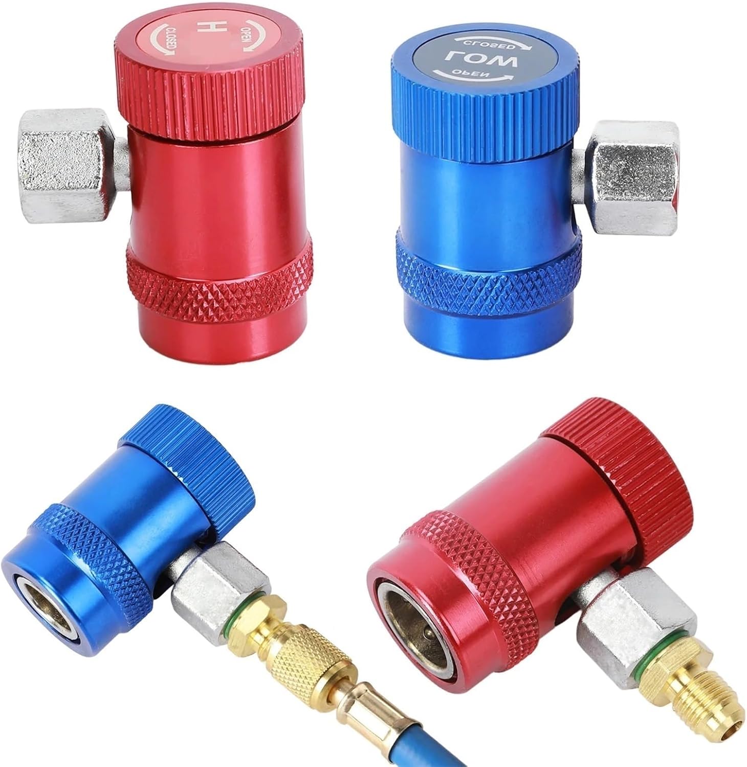 Refrigerant Quick Coupler Adapter Set 1 Pair R1234YF Easy Recognition Refrigerant Meter Adapter Auto A/C Manifold Gauge Quick Connector Coupler for R134a System Refrigerant Refill