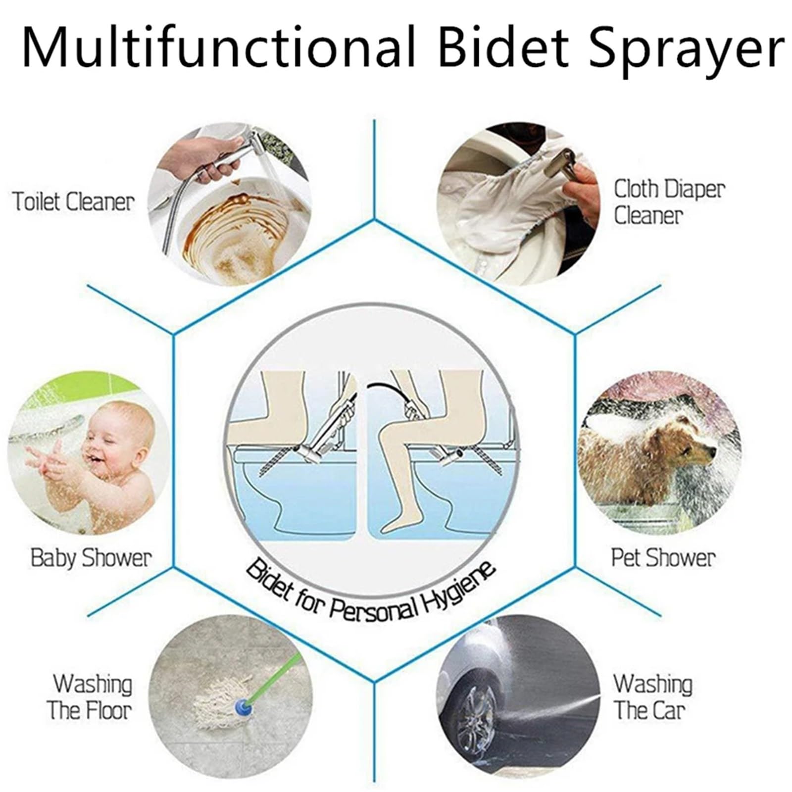 Set spruzzatore for bidet portatile in acciaio inossidabile