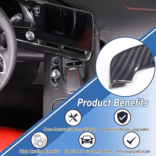 Miniatura 3 de CHEAYAR Cubierta de tablero de control compatible con Chevrolet Corvette C8 Stingray 2020-2023, cubierta de tira de tablero de consola ABS