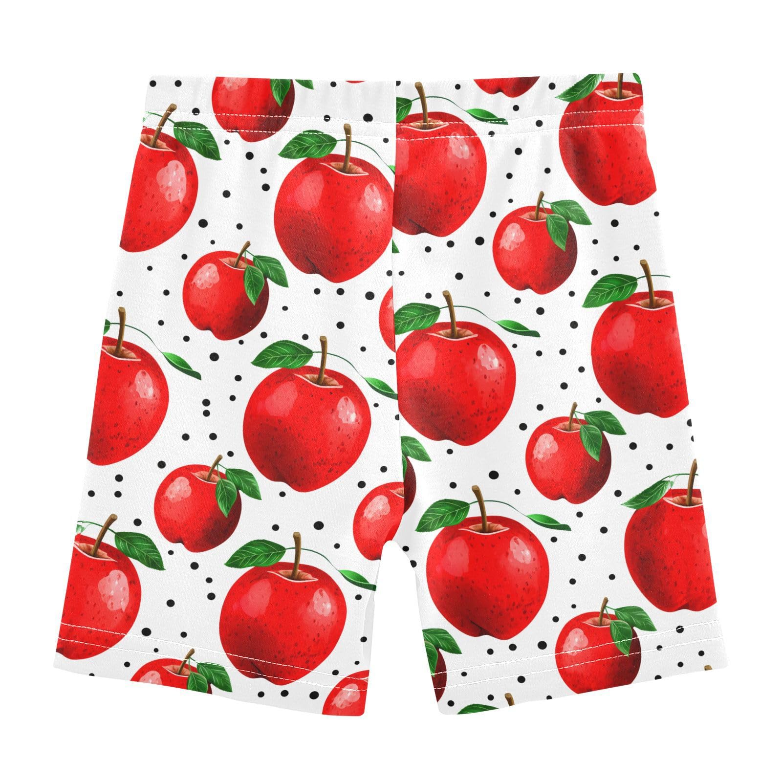 Polka Dot Red Fruits Girls Bike Shorts Toddler Soft Cotton Cartwheel Under Dress Dance Shorts