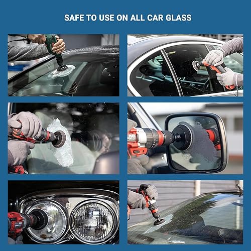 Miniatura 6 de Glass Polish DIY 3” (75mm) Kit de pulido para parabrisas para restauración de vidrio de auto, elimina daños por las escobillas, arañazos finos