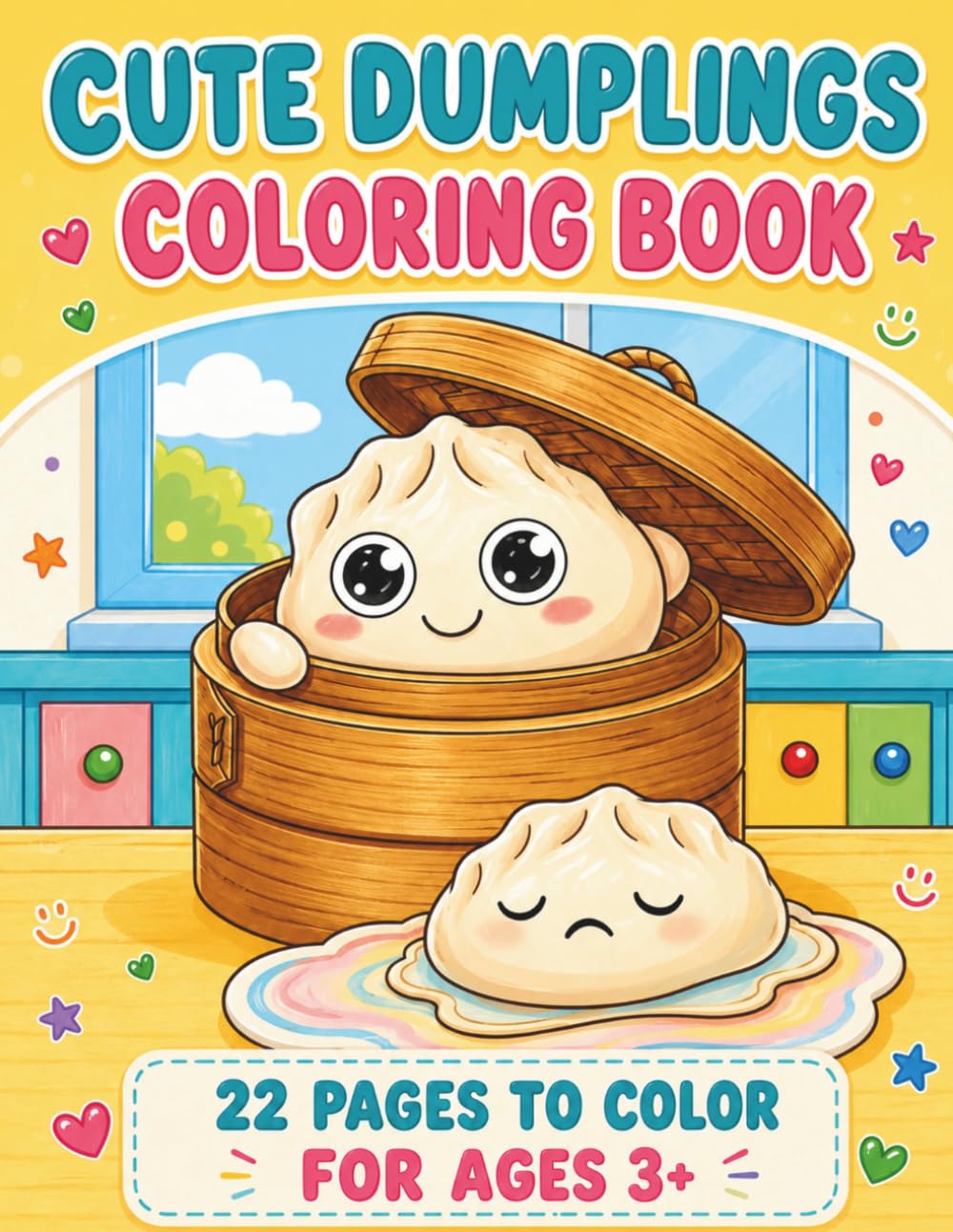 Cute Dumplings Coloring Book: 22 Pages to Color for Ages 3+