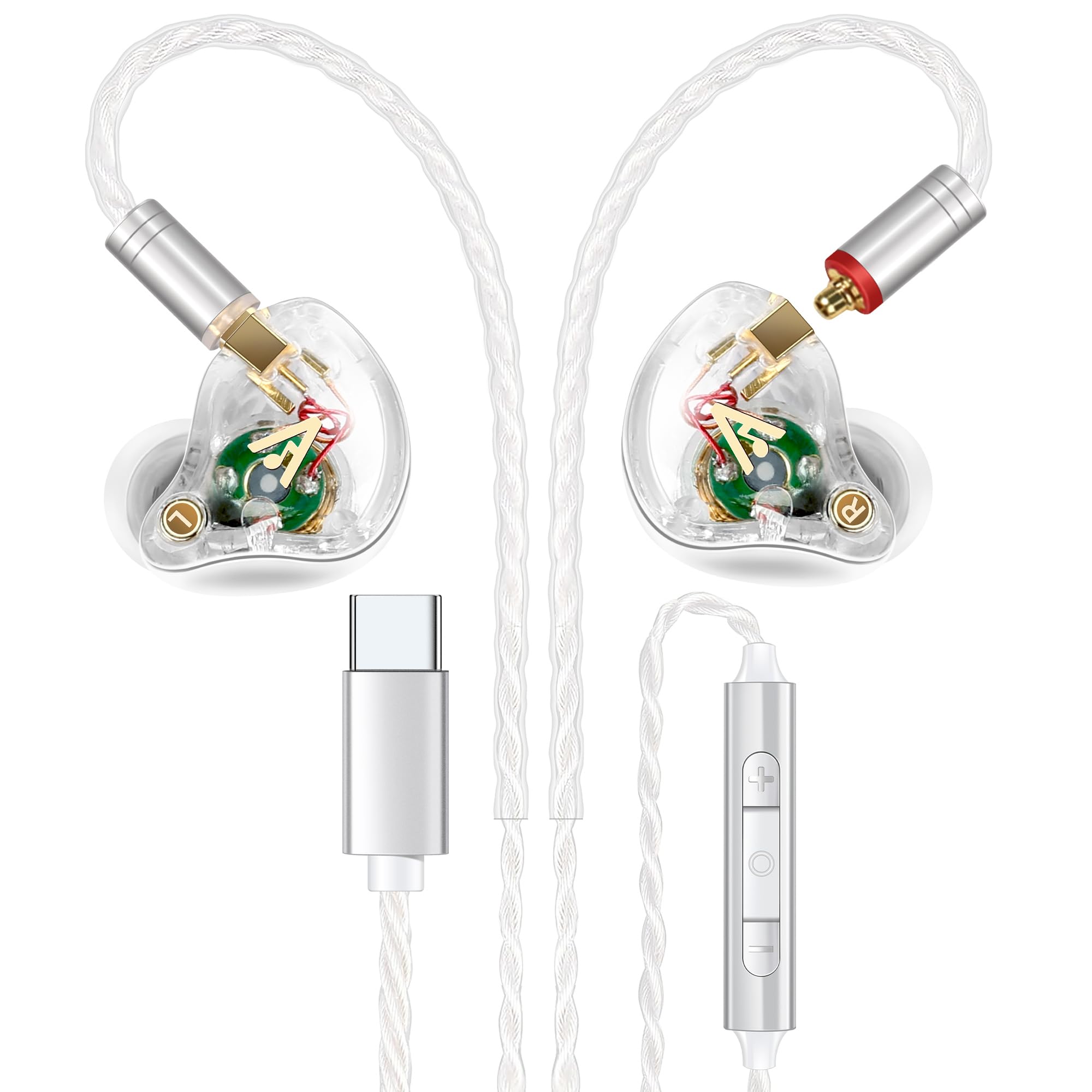 Audiovance Vibes 202MC USB-C HiFi Wired Earbuds, Type-C Headphones with Mic