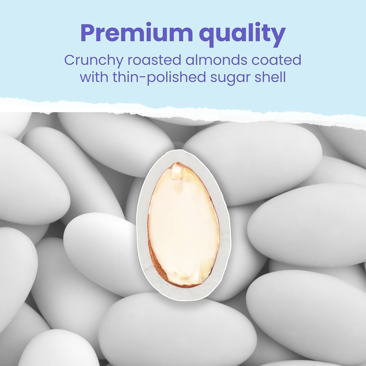 Cambie Jordan Almonds | Bright White Candy Almond | Premium Roasted Almonds with a Sweet Sugar Coating | For Weddings, Parties and Holidays (2 lb)