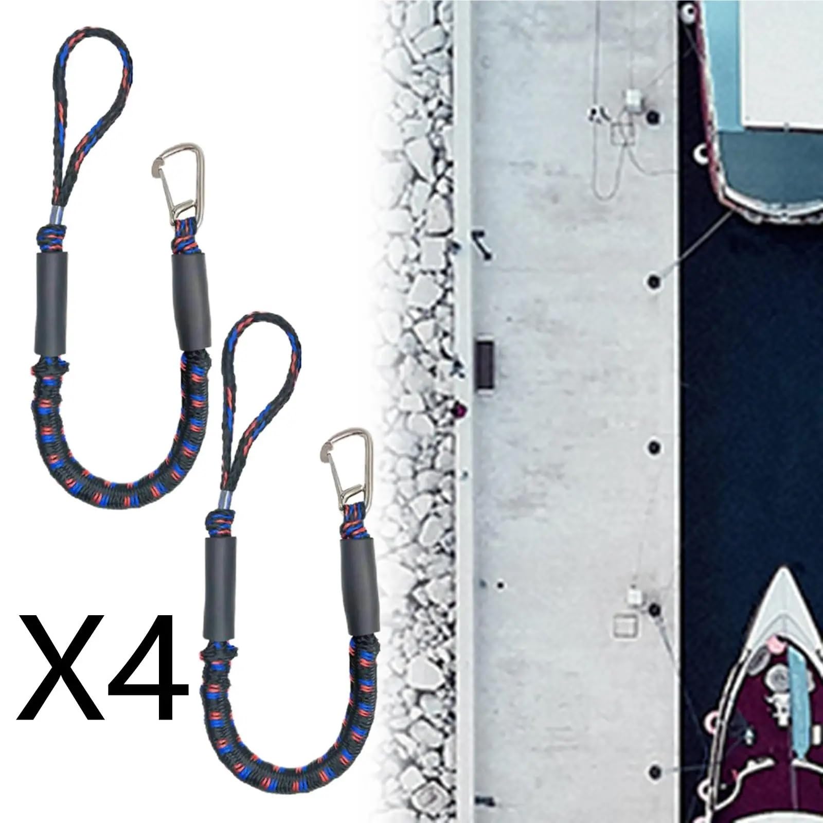 Boots-Anlegeleinen Bungee-Dockingleinen, Bootsseile for Anlegen, Festmacherleine for PWC, Kajak, Wasserfahrzeug, Jetski, Ponton, Kanu-Zubehör(Green 2pcs)