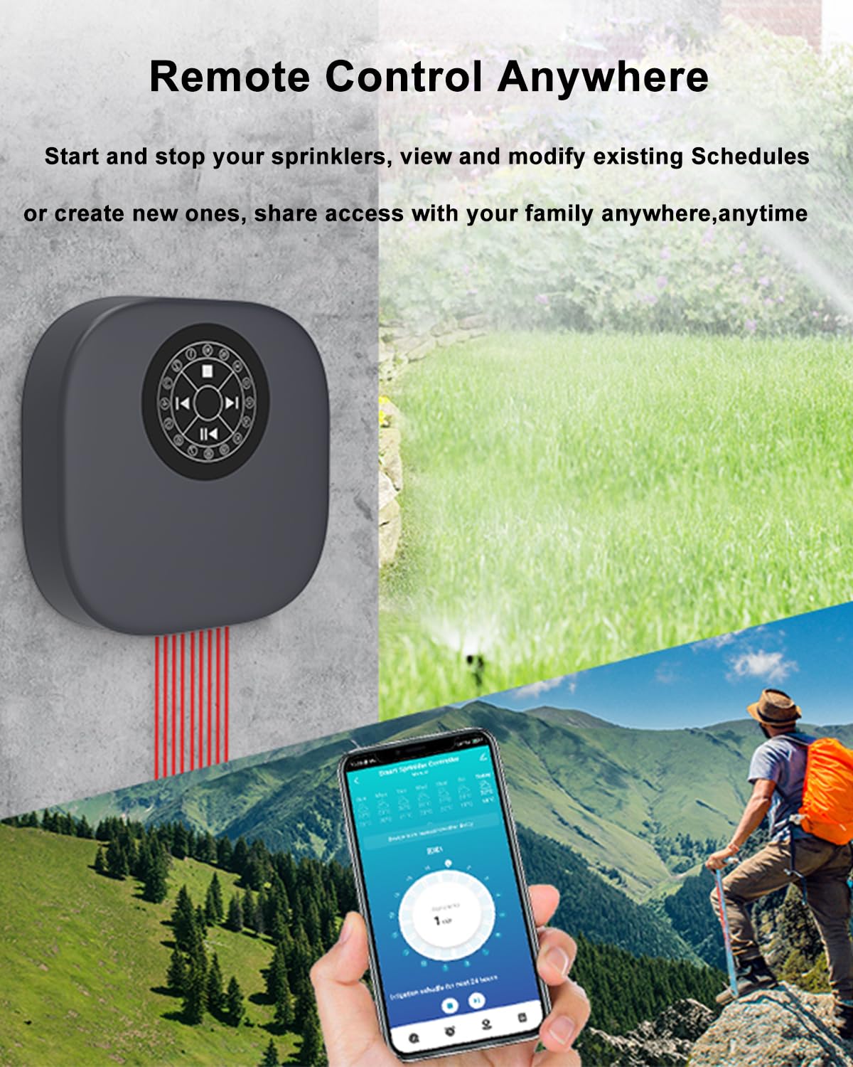 Haozee Controller intelligente per irrigatori WiFi,Controller per irrigatori a 16 zone,Controller del sistema di irrigazione