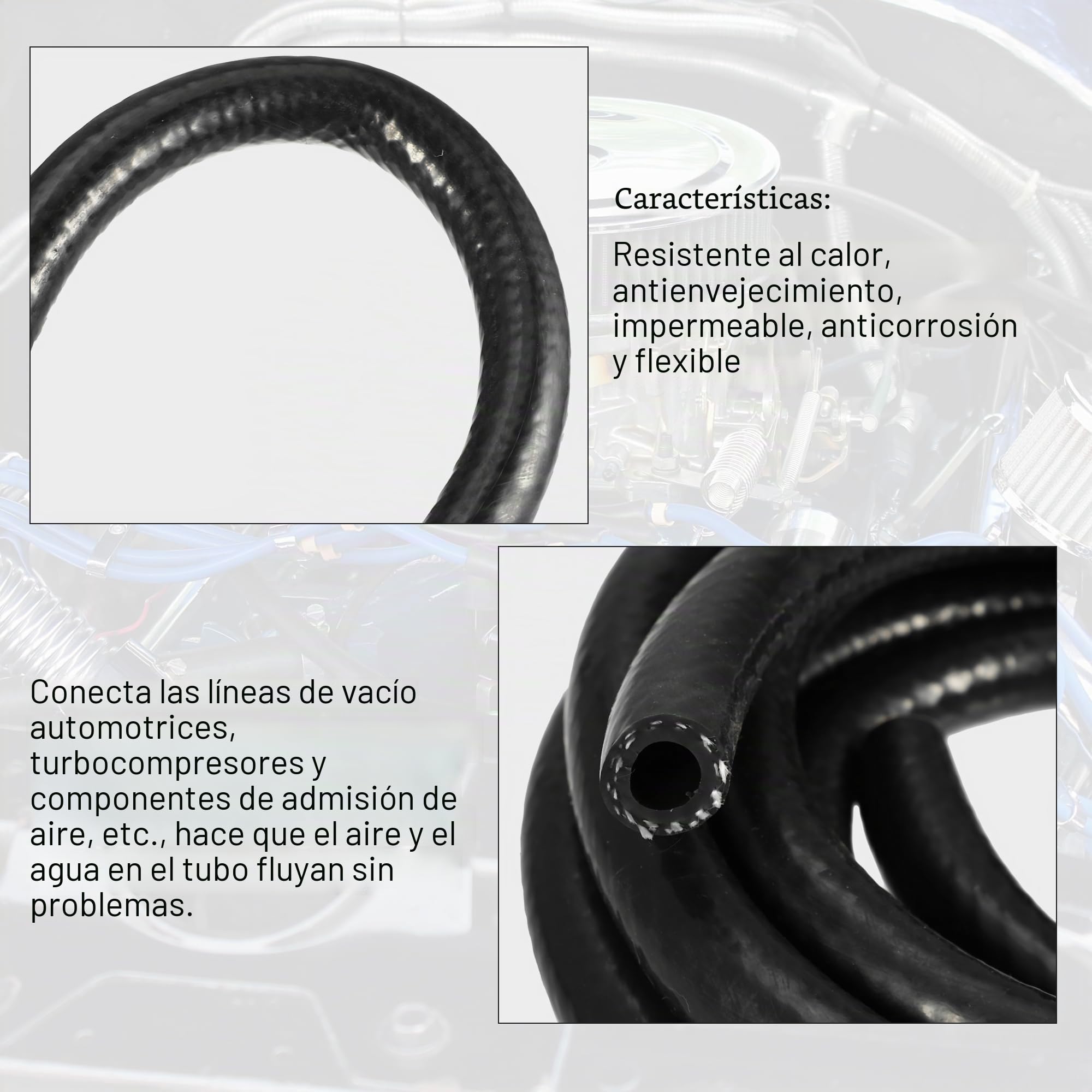 QUARKZMAN Manguera De Vacío De Silicona Para Coche Negro 1Pc Id 12Mm | Diámetro Interior 12 Mm, Longitud 1.5 M, Grosor 4 Mm, Para Benz, Para Bmw, Para Audi, Para Toyota, Para Ford