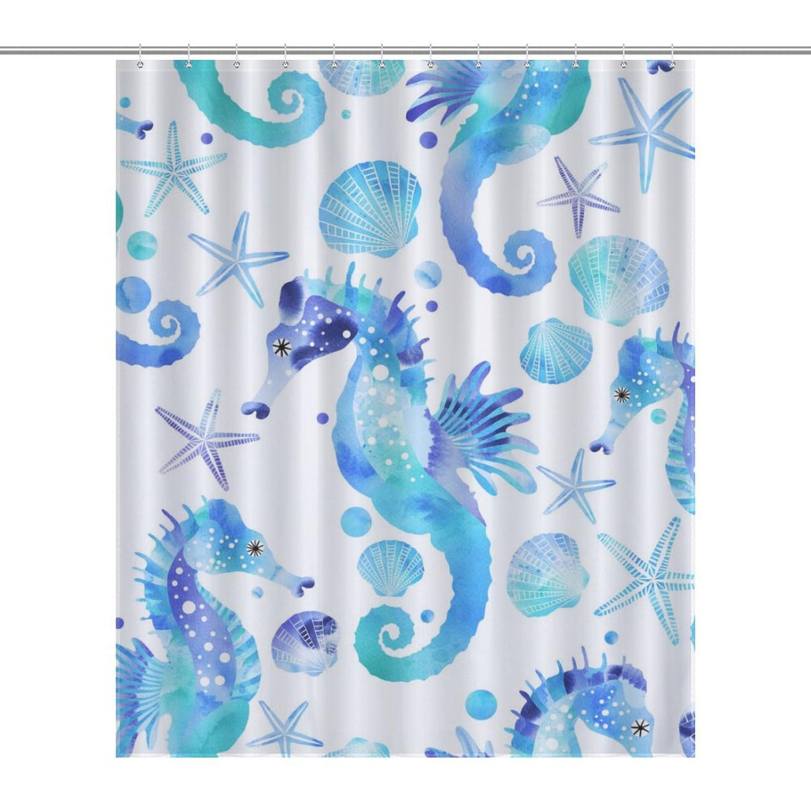 Rideau de douche hippocampe 152x183cm imperméable anti-moisissure pour salle de bain