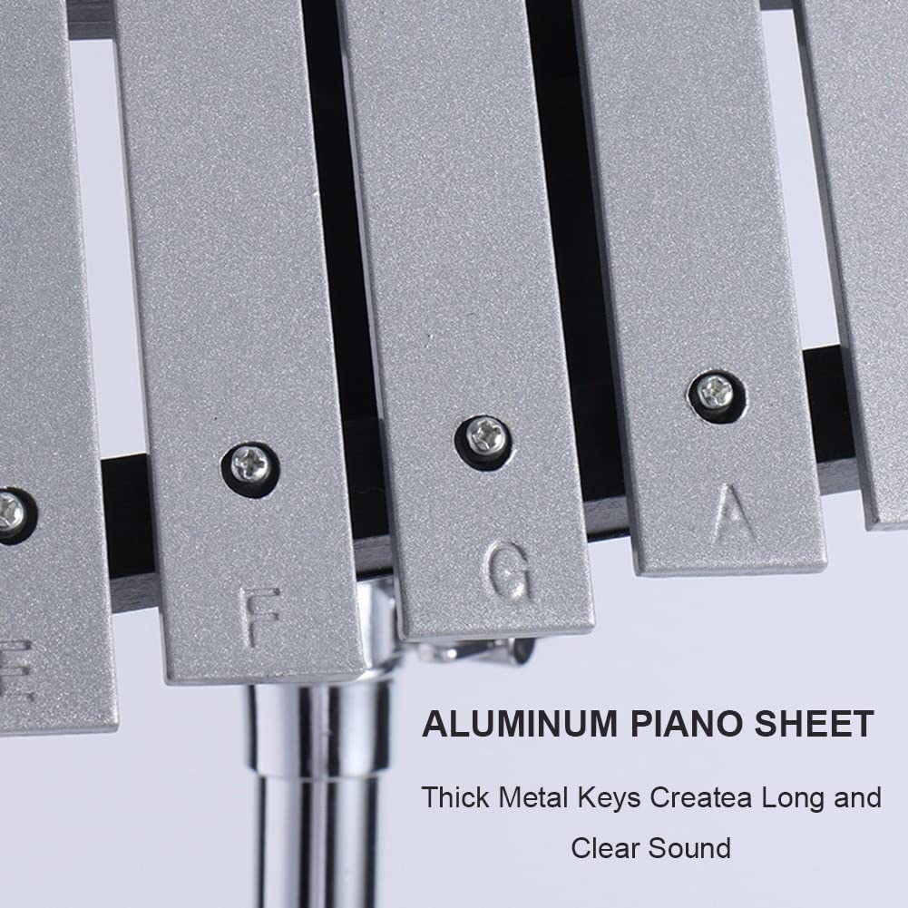 Xilófono Glockenspiel de 37 Notas con Marco de Madera, Barras de Aluminio, Instrumento Musical de percusión Educativo con Soporte Ajustable, mazos y Bolsa de Transporte.