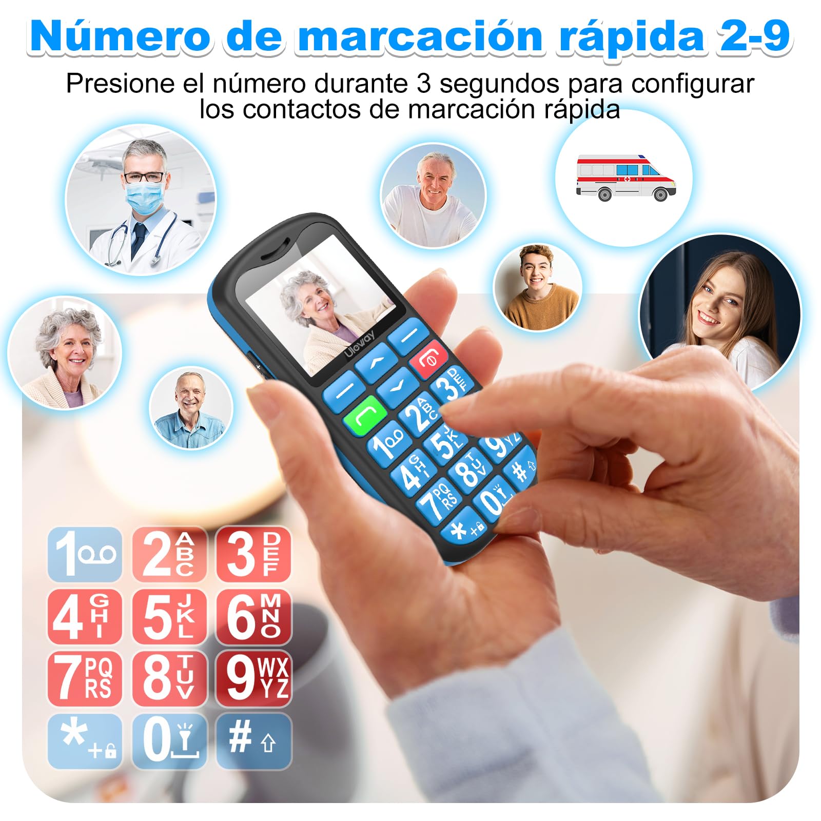CHAKEYAKE Teléfono Móvil para Mayores 4G Libre, Teléfono para Personas Mayores con Teclas Grandes, Bluetooth y Base de Carga, Volumen Alto, Botón SOS, Marcación Rápida, Radio FM