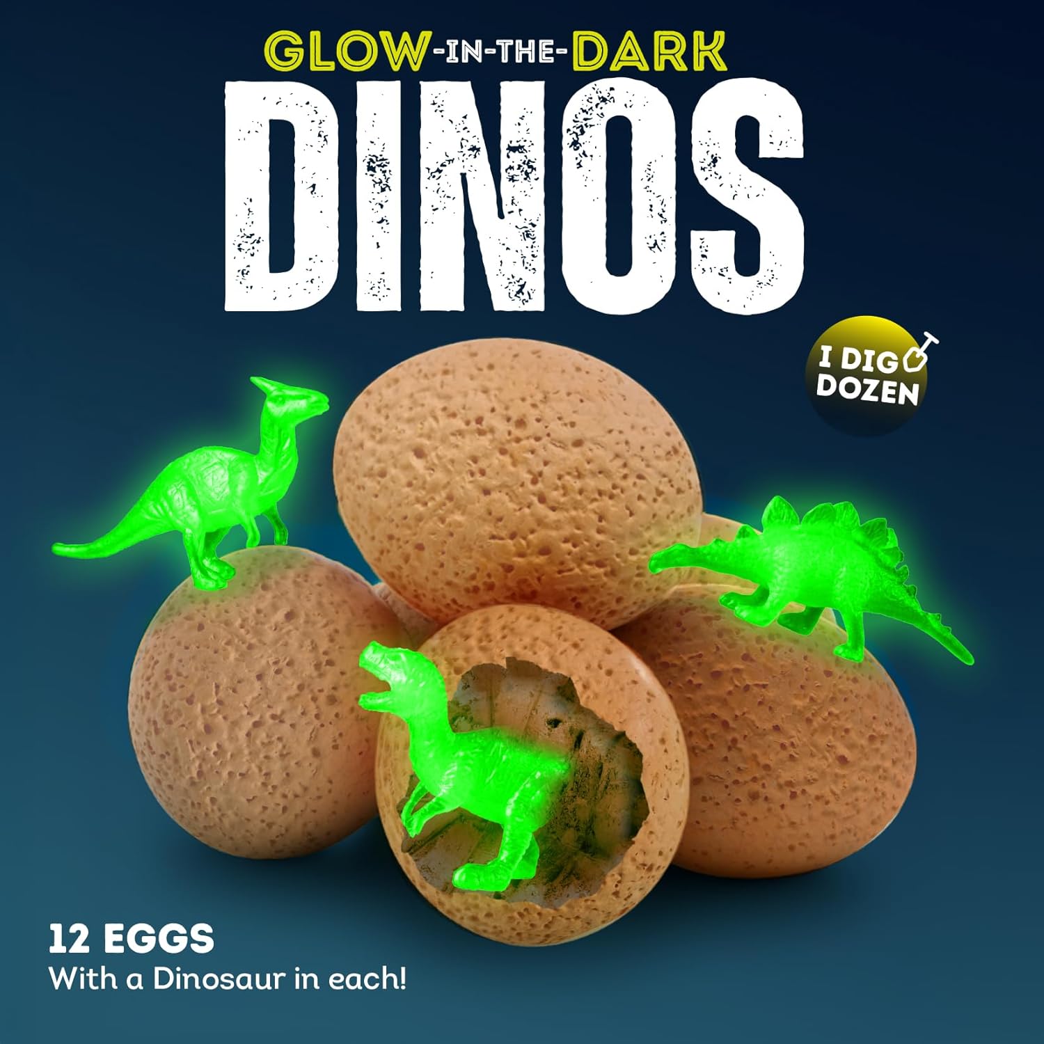 Gamerside Dino Eggs Dig Kit, 12 Glow in The Dark Dinosaur Toys, Easter Dinosaur Eggs Digging Kit for Kids 6-12, Easter Basket Stuffers, STEM Paleontology Toys, Easter Gifts for Boys Girls
