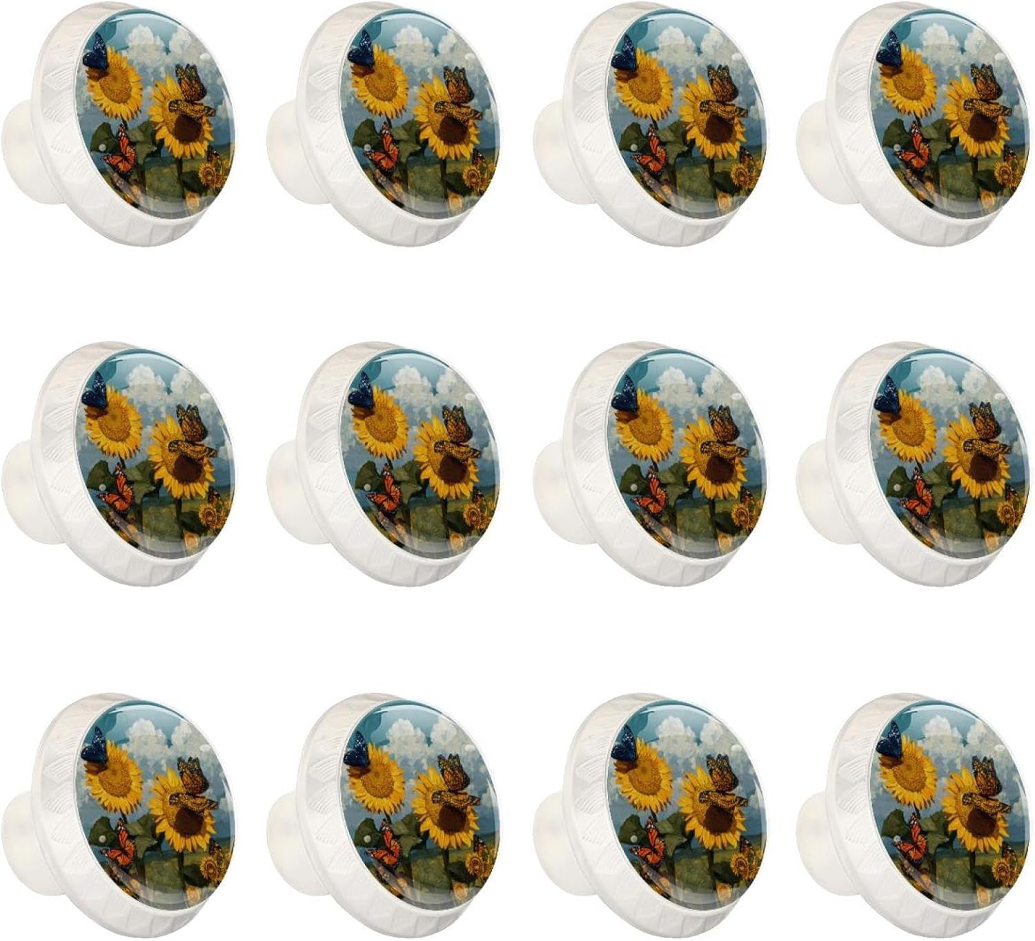 Butterfly and Wildflowers (2) Modern Pattern Drawer Knobs, Stylish Cabinet Hardware Knobs for Furniture, Dresser Cupboard Wardrobe Closet Door Pulls