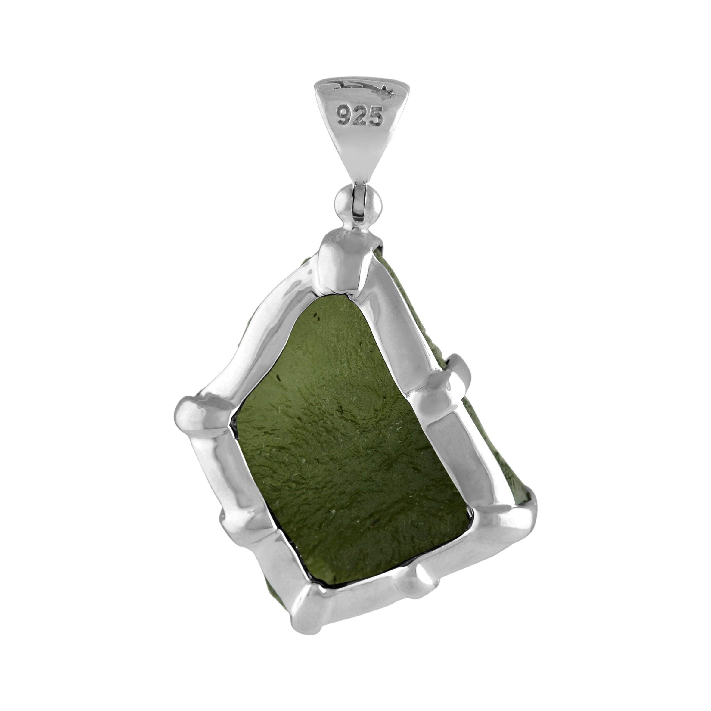 Starborn Pendente moldavite naturale 15-20 carati in argento sterling 925