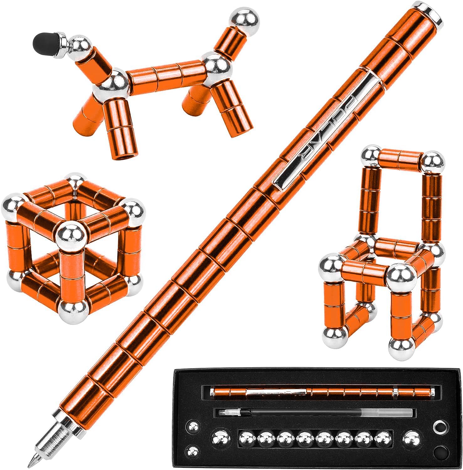 Fidget Pen, Decompression Magnetic Fidget Toy, Relieve Pressure Novel Toy Gifts for Kids or Friends! (Orange)