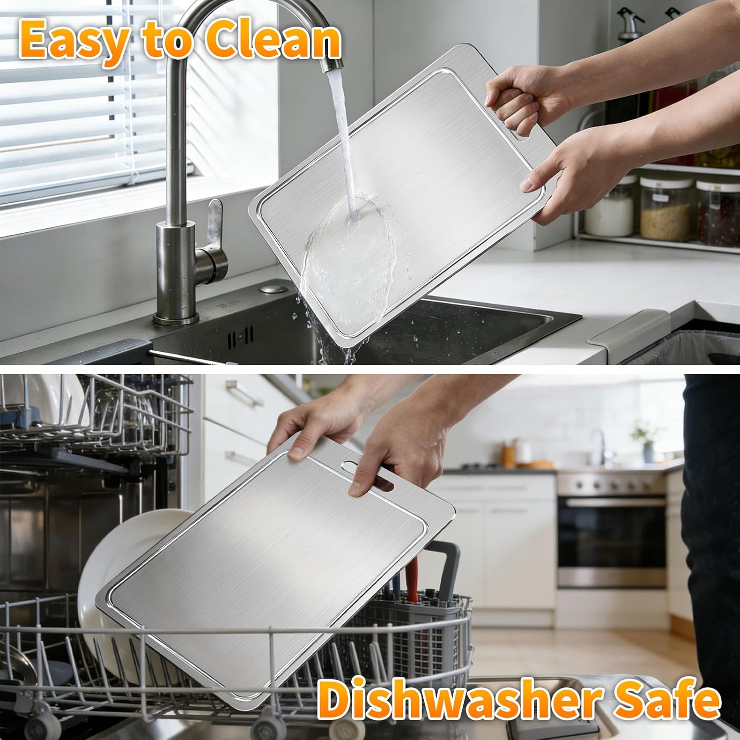 2025 New 100% Pure Titanium Cutting Board with Grooves, Double Sided Chopping Board, Meat, Fruit and Vegetable Cutting Board, Dishwasher Safe (13.3 * 9)