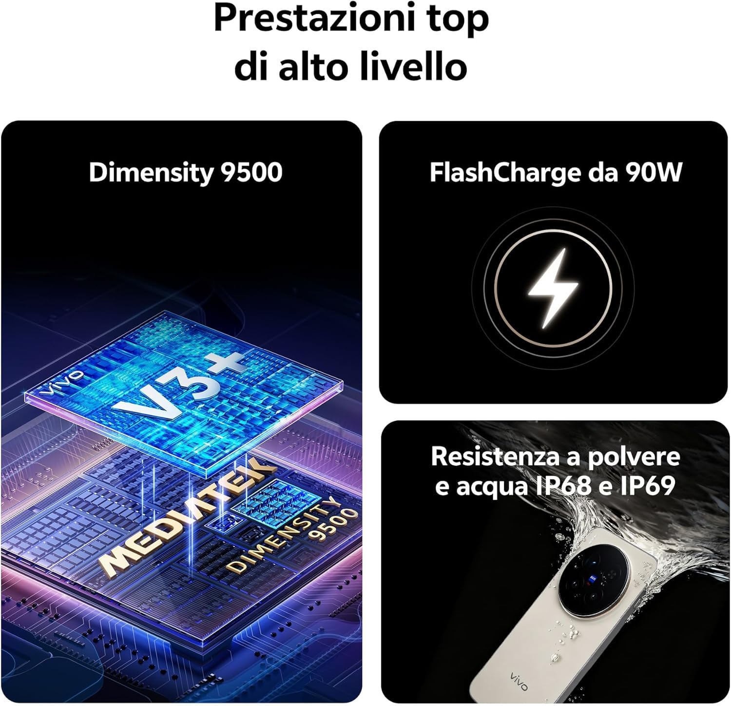 vivo X300 Pro 5G Smartphone 16GB+512GB, Fotocamera ZEISS APO 200MP Zoom 3.7x, Dimensity 9500, AMOLED 6,78" 120Hz, Batteria 5440mAh Ricarica 90W, IP68/IP69, Dual SIM+eSIM, Android 16