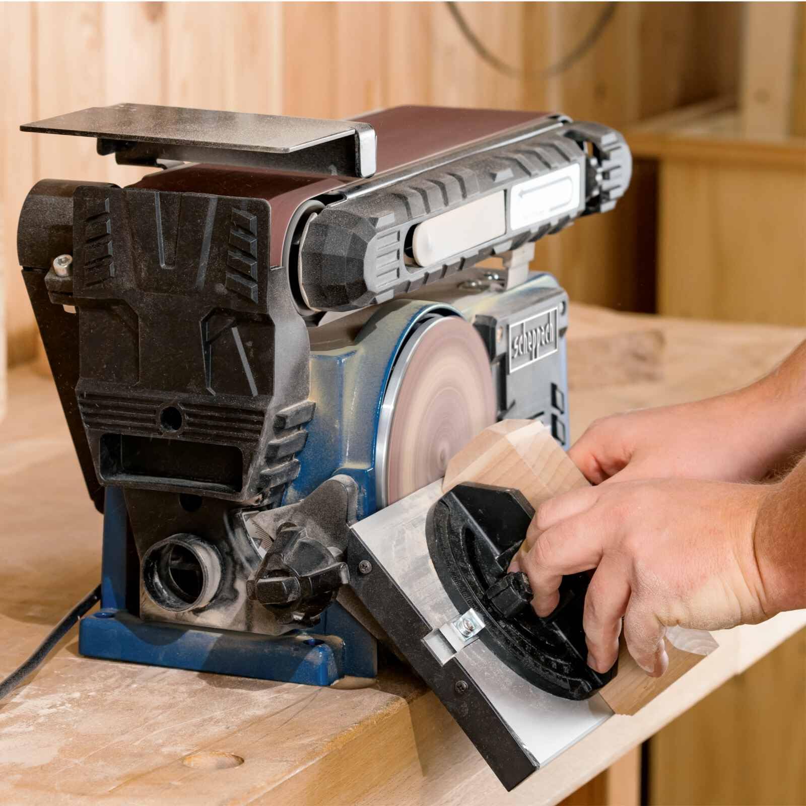 Scheppach ponceuse à bande et à disque BTS900 | meuleuse | 370W | 2850 min-1 | plateau de ponçage Ø150mm | 3 bandes et 3 disques inclus