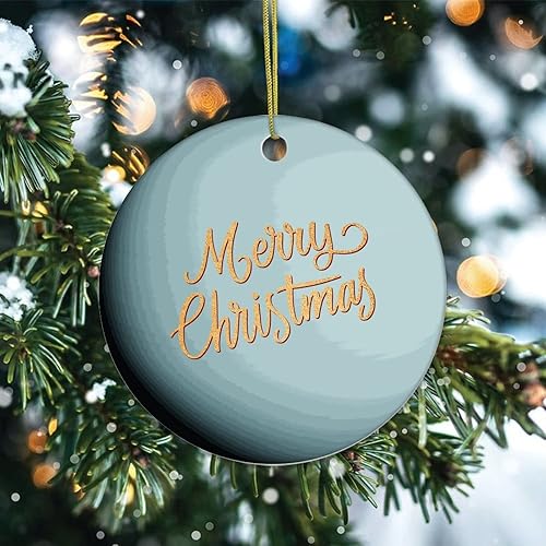 Miniatura 2 de Adorno de Navidad de cerámica impreso de dos caras del universo y los planetas, novedad para familiares, amigos y niños, colgantes de recuerdo de