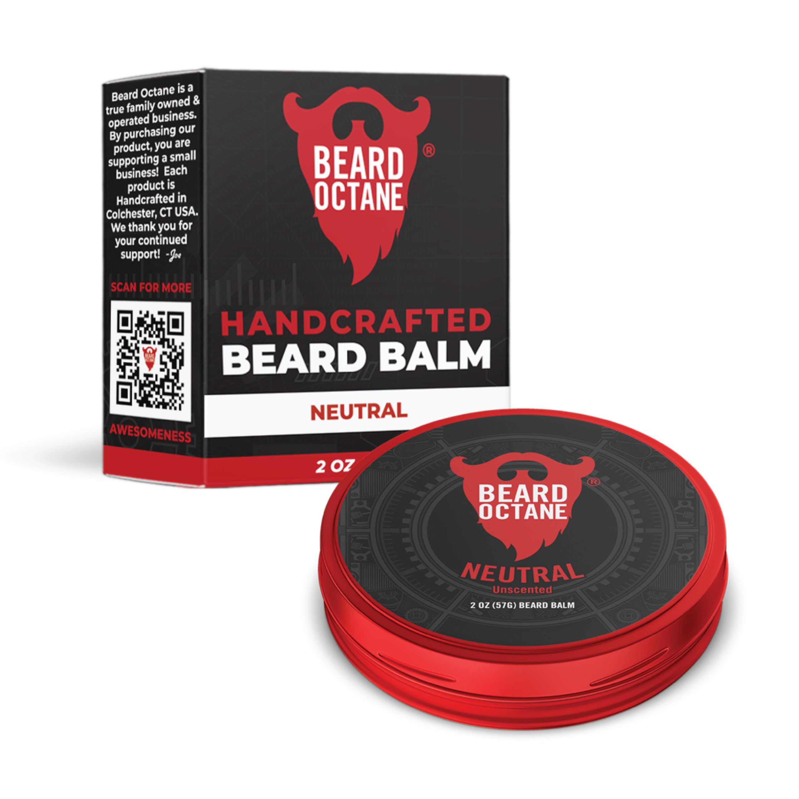 Beard Octane Beard Balm for Men – Neutral (Unscented) – Light Hold & Conditioning With Shea – 2oz