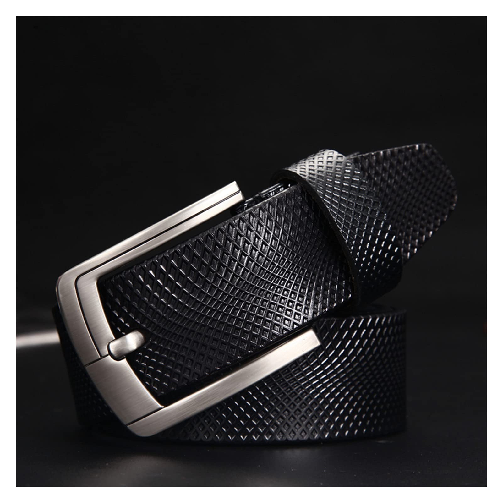Gürtel Herren Gürtel Black Coffee Echtes Leder Herrengürtel for Jeans Herren Gürtel Gürtel Männer (Color : Schwarz, Size : Length 110cm)