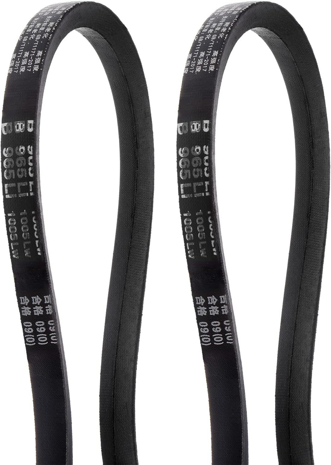sourcing map 2pcs B-965 V-Belts Drive Belt 965mm(38") Inner Girth 17mm Top Width B Section Rubber for Power Transmission
